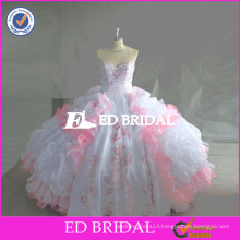 ED Bridal Real Sample Beaded Embroidery Organza Satin Quinceanera Dresses